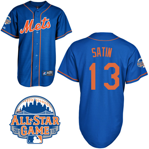 Josh Satin #13 MLB Jersey-New York Mets Men's Authentic All Star Blue Home Baseball Jersey